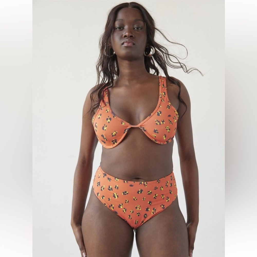 UO Out from Under Orange Leopard Print Two-Piece Bikini